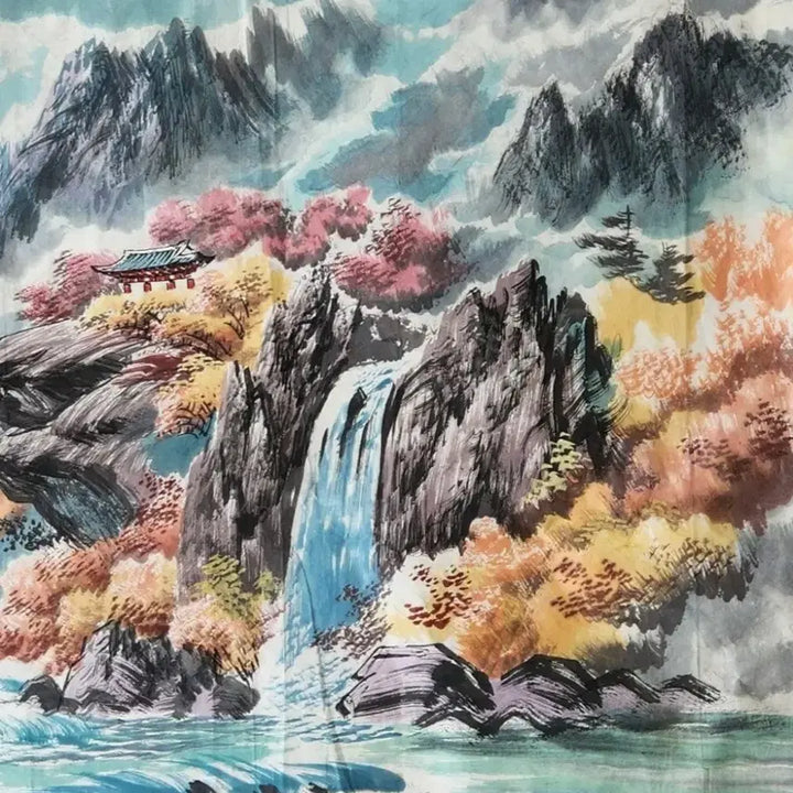 [BUNJANG] Geumgangsan in Autumn Large Painting (Set with Spring Available) / [희귀/조선화/북한] 금강산의 가을 대형그림 -(봄/가을 세트 가능)