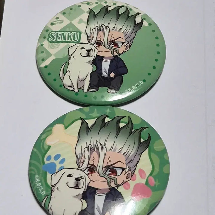 [BUNJANG] Dr. Stone Ishigami Senku Dog Illustration Bundle Set Can Badges (2 Types) / 닥터스톤 이시가미 센쿠 개와 함께 캔뱃지 2종 일괄