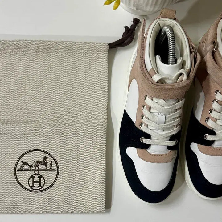 [BUNJANG] Hermès Leather Suede Trim Pink Sneakers Size 37 / 에르메스 핑크 스니커즈 가죽 스웨이드 트림 37