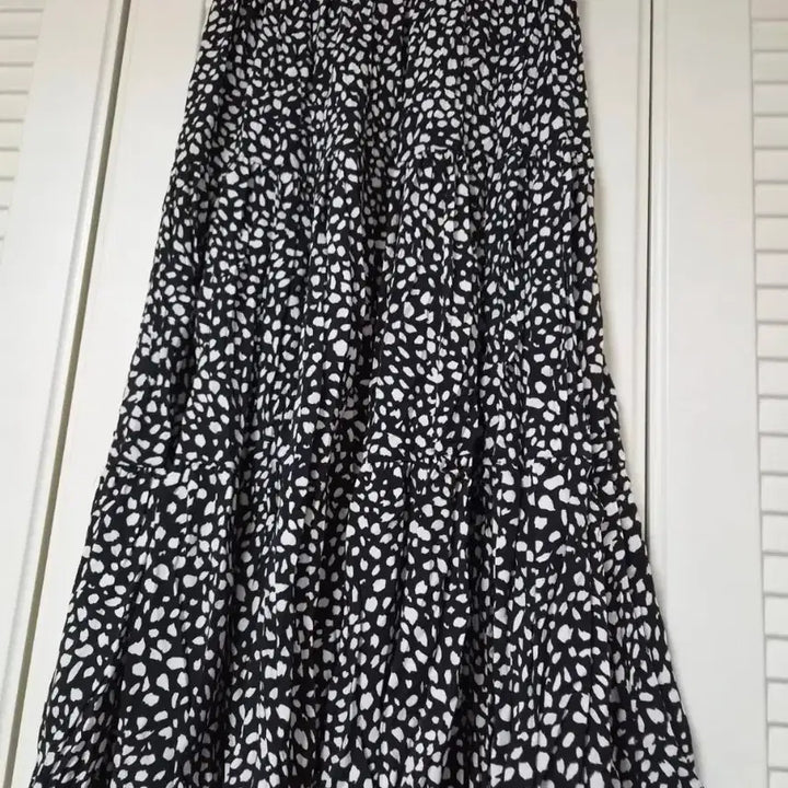 [BUNJANG] White Patterned Long Banding Skirt / 롱 밴딩스커트