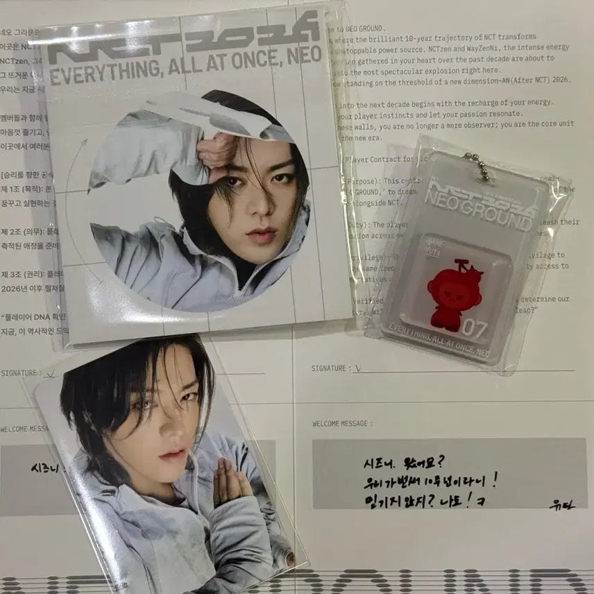 [BUNJANG] NCT 10th Anniversary Popup Yuta Photocard + Character Keyring + Mission Badge Set / 엔시티 10주년 팝업 유타 입장 포카 + 캐릭터 키링+미션 뱃지