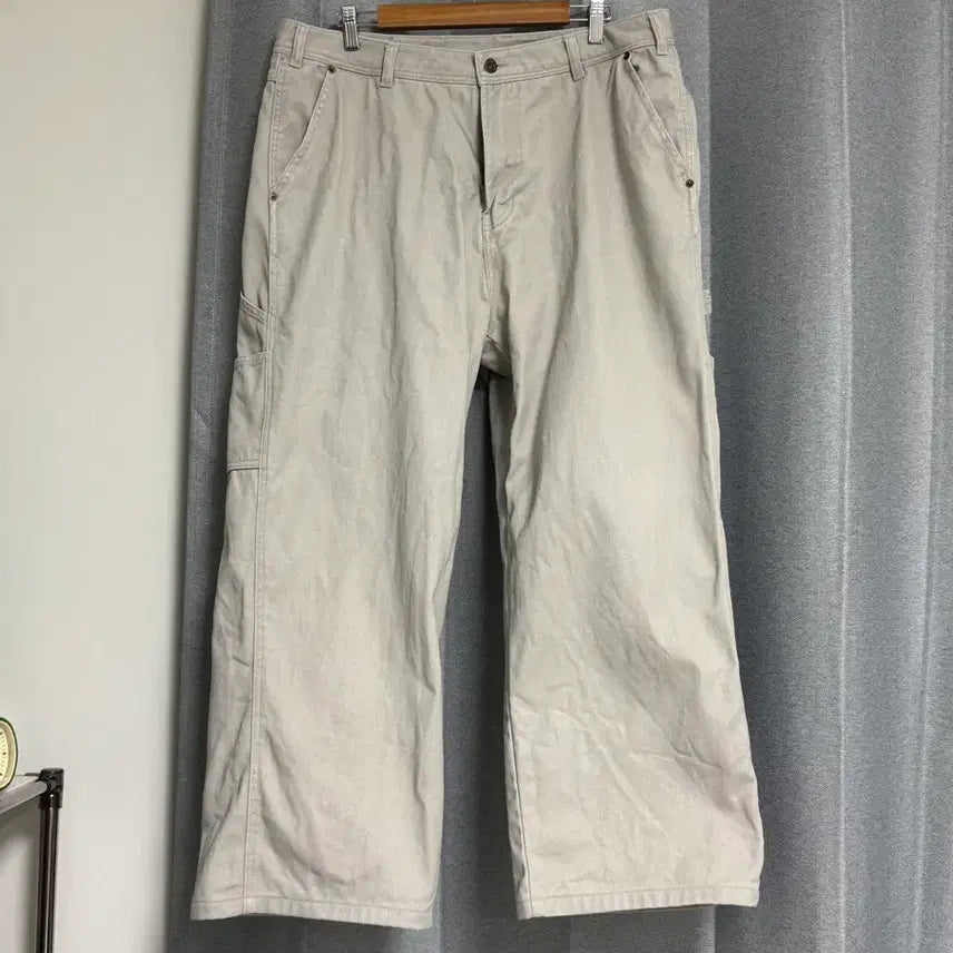 [BUNJANG] McWoodgun Carpenter Wide Denim Pants Ivory XL / 36 맥우드건 아이보리 카펜터 와이드 데님 팬츠 XL 바지