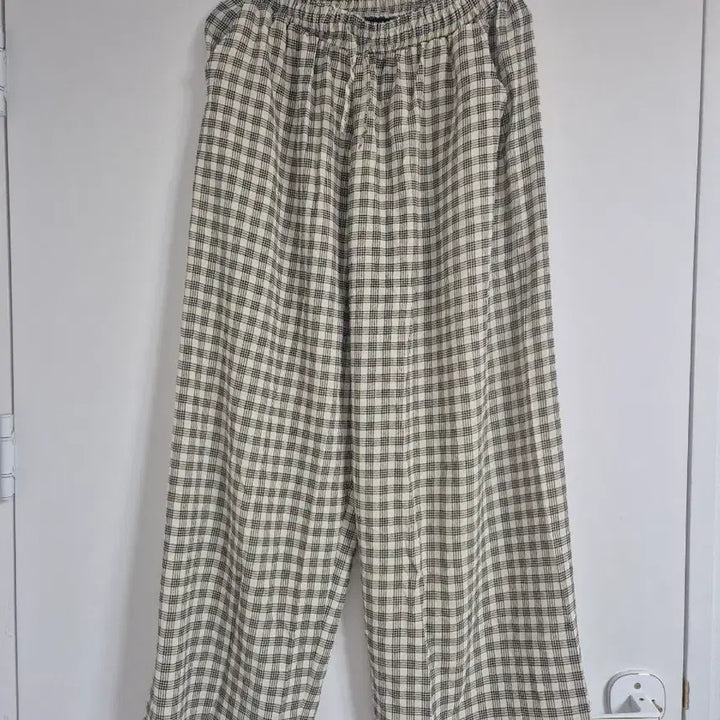 [BUNJANG] Linen Check Banding Pants / 린넨 체크 밴딩 팬츠