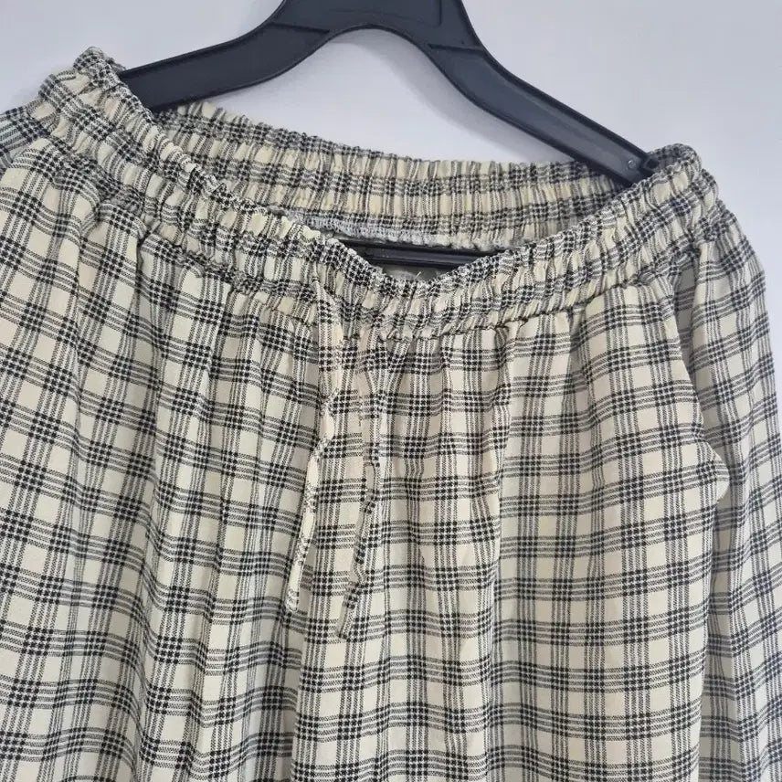 [BUNJANG] Linen Check Banding Pants / 린넨 체크 밴딩 팬츠