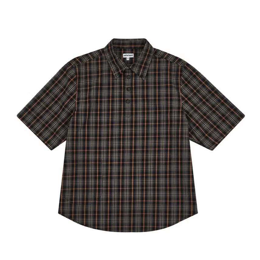 [BUNJANG] Safarispot Pocket Check Half Shirt Brown / 사파리스팟 포켓 체크 하프 셔츠 브라운