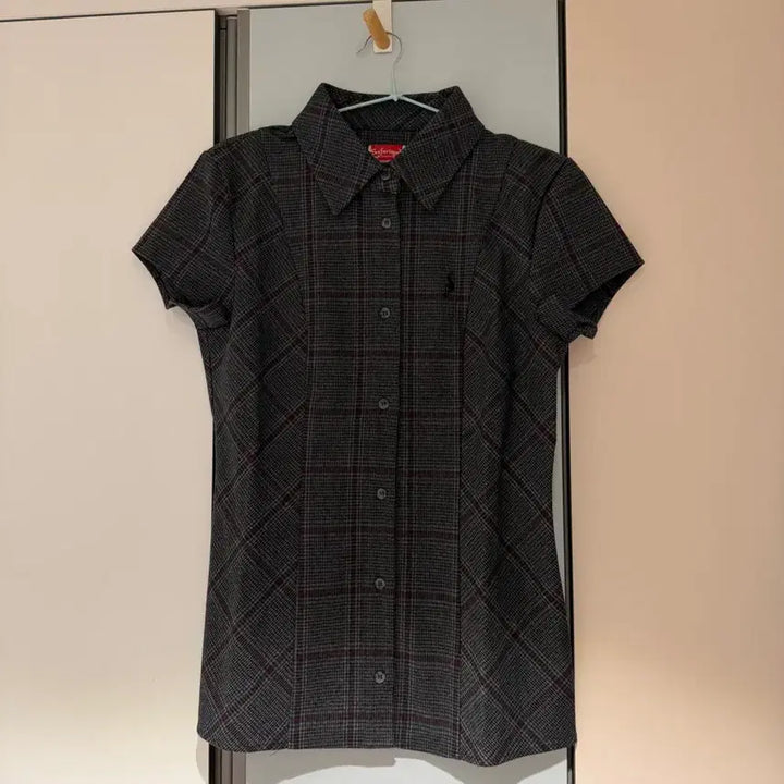 [BUNJANG] Safarispot Check Half Line Shirt / 사파리스팟 1/2 에스 클레프 체크 하프 라인 셔츠 그 레이 버건디