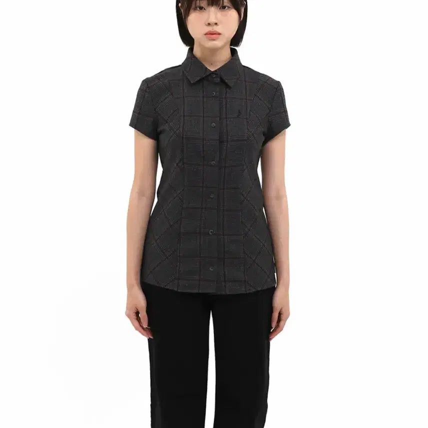 [BUNJANG] Safarispot Check Half Line Shirt / 사파리스팟 1/2 에스 클레프 체크 하프 라인 셔츠 그 레이 버건디