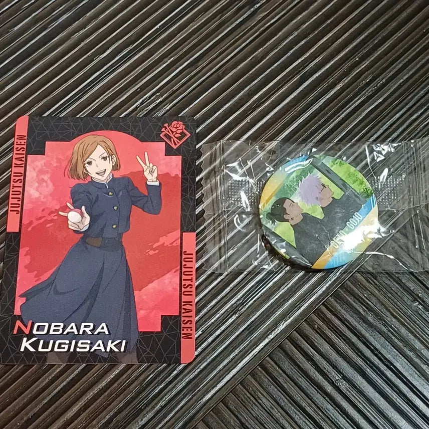 [BUNJANG] Jujutsu Kaisen Kura Sushi Collaboration Nobara Card &amp; Gojo/Geta Badge Set / 쿠라스시 주술회전 노바라 카드 + 고죠 게토 뱃지 세트