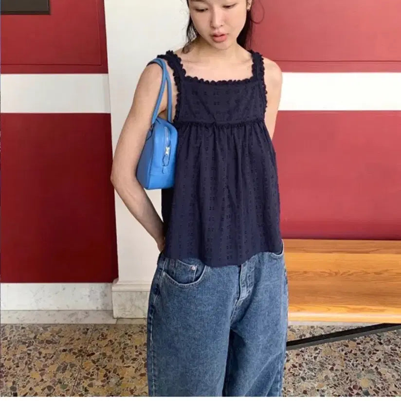[BUNJANG] Dearest Blooms Top Navy / 메이비베이비 [Dearest] Blooms Top 네이비