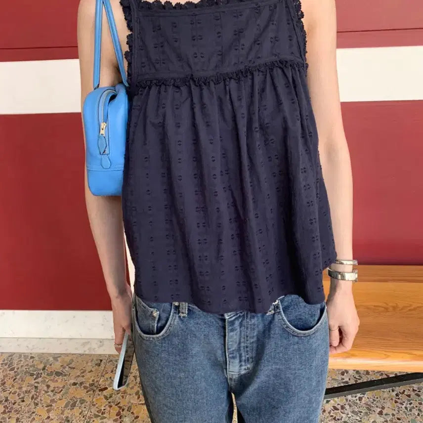[BUNJANG] Dearest Blooms Top Navy / 메이비베이비 [Dearest] Blooms Top 네이비