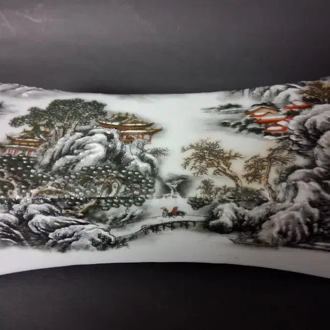 [BUNJANG] Chinese Porcelain Hand Rest with Landscape Painting / 분채양각 산수화맥침