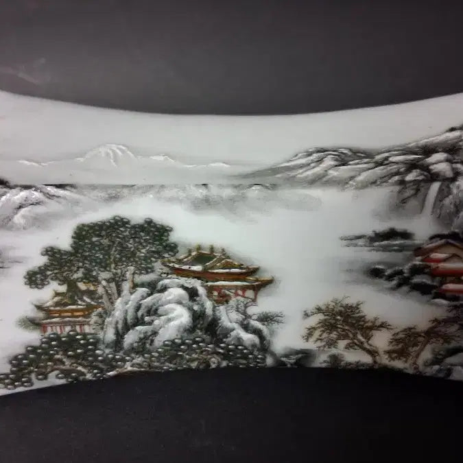 [BUNJANG] Chinese Porcelain Hand Rest with Landscape Painting / 분채양각 산수화맥침