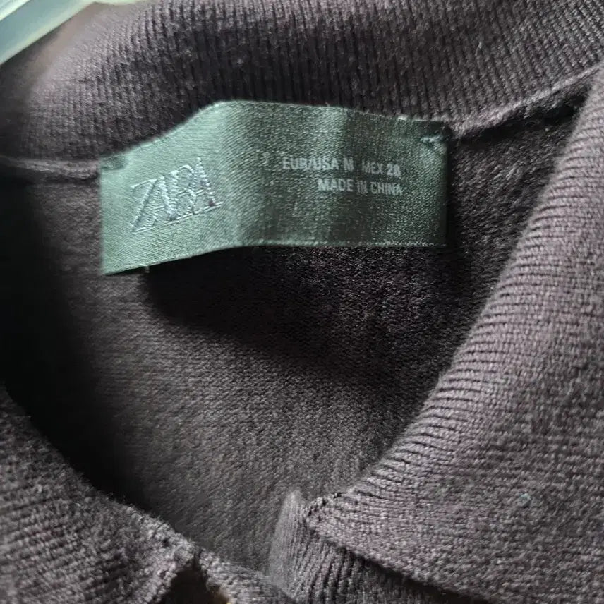 [BUNJANG] ZARA Collar Neck Short Sleeve Knit - Brown/Burgundy Mix - Size M / 자라 카라넥 반팔 니트 M