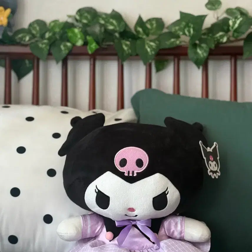 [BUNJANG] Kuromi Purple Checkered Dress Plush / 보라색 체크 원피스 쿠로미 인형
