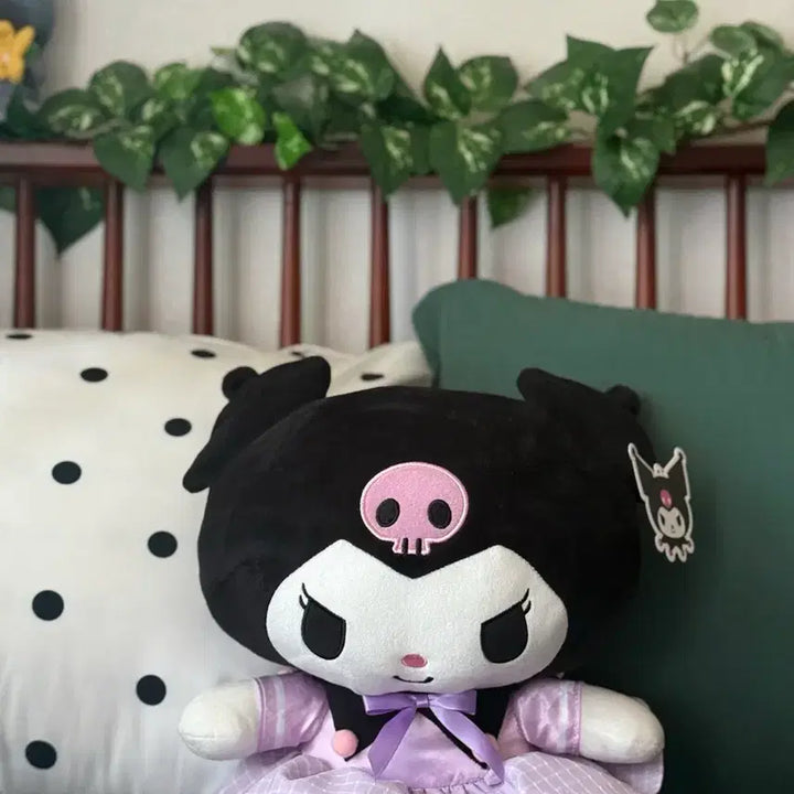 [BUNJANG] Kuromi Purple Checkered Dress Plush / 보라색 체크 원피스 쿠로미 인형