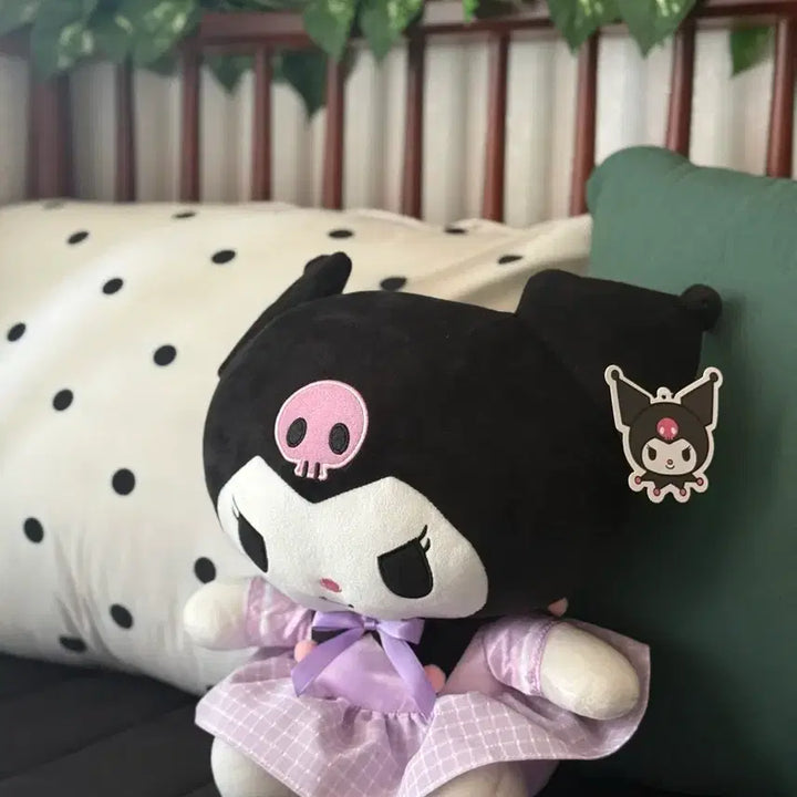 [BUNJANG] Kuromi Purple Checkered Dress Plush / 보라색 체크 원피스 쿠로미 인형