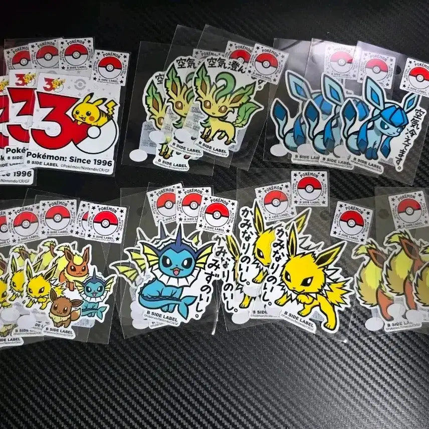 [BUNJANG] Pokemon B SIDE LABEL 30th Anniversary Pikachu &amp; Eevee Waterproof Sticker Set / 포켓몬 B SIDE LABEL 스티커 30주년피카츄,이브이즈