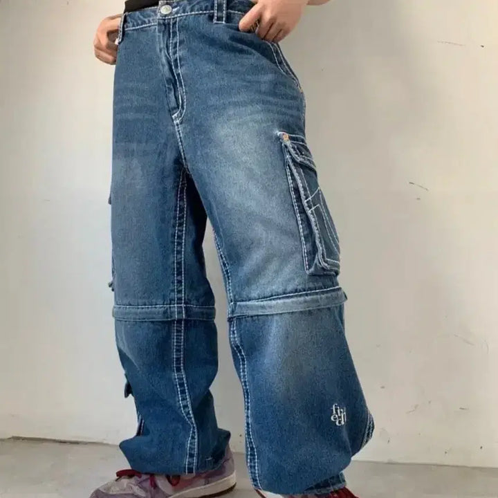 [BUNJANG] True Religion x Peace Separate Cargo Denim Pants / 트루릴리전 x 페치 세퍼레이트 카고 데님 팬츠