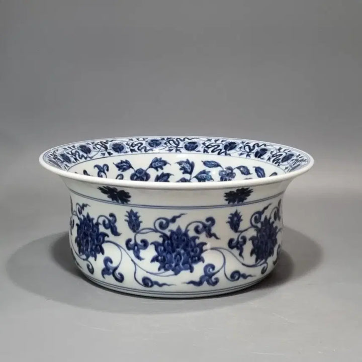[BUNJANG] Ming Dynasty Yongle Period Blue and White Porcelain Large Bowl / 명대 청화 전지화훼문 세