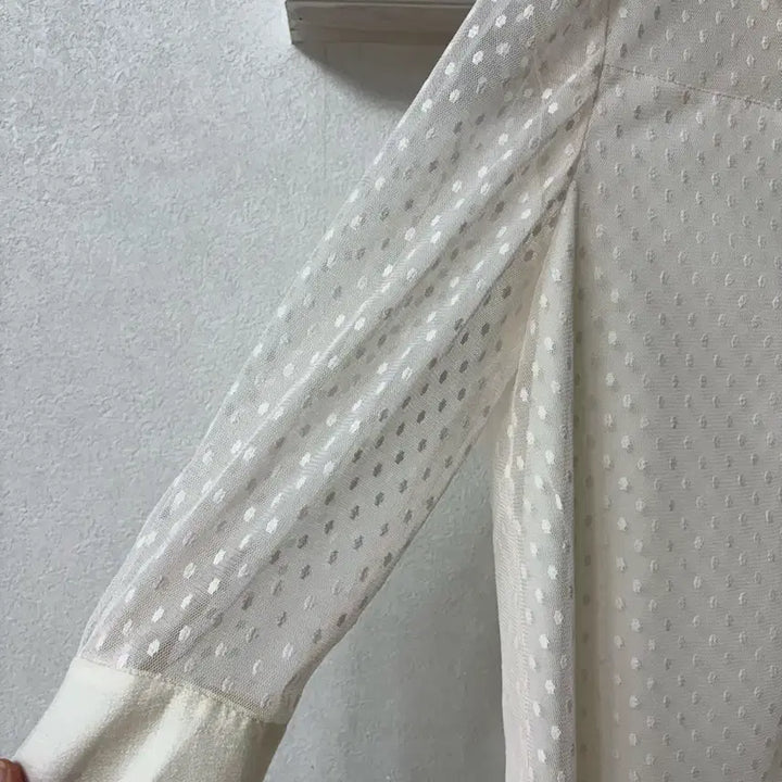 [BUNJANG] JIGOTT Seven-Sleeve See-Through Polka Dot Blouse / 지고트 (JIGOTT)칠부소매 도트 시스루 블라우스