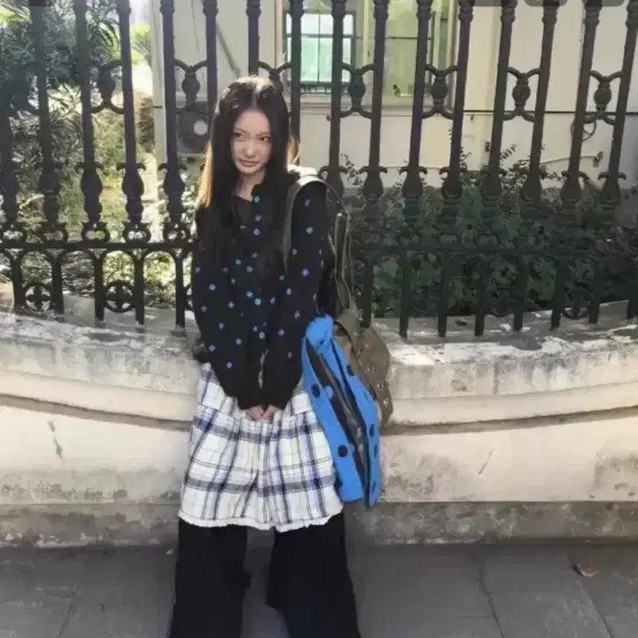 [BUNJANG] Check Pleated Skirt Layered Wide Pants / 체크 플리츠 스커트 레이어드 와이드 팬츠