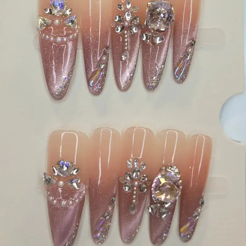 [BUNJANG] Handmade Purple Nail Tips (Size M) / 자주색 화려 수제네일팁 새상품 M