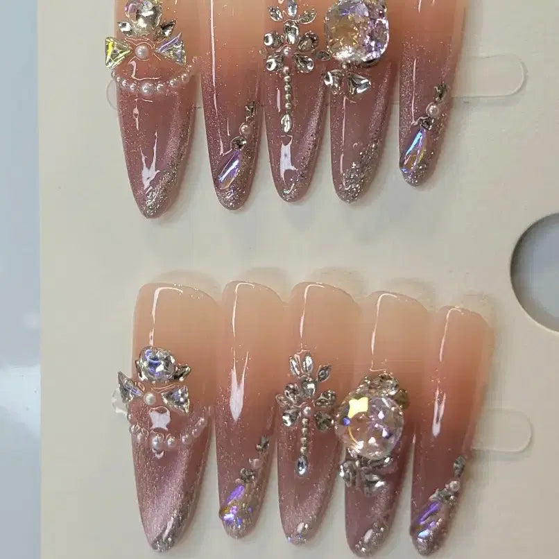 [BUNJANG] Handmade Purple Nail Tips (Size M) / 자주색 화려 수제네일팁 새상품 M