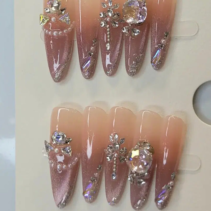[BUNJANG] Handmade Purple Nail Tips (Size M) / 자주색 화려 수제네일팁 새상품 M