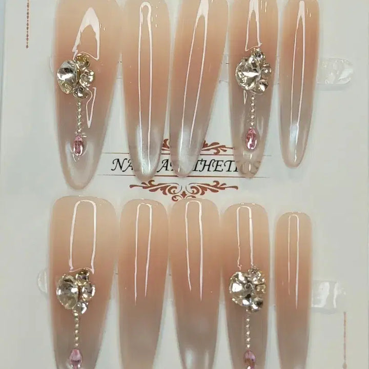 [BUNJANG] Handmade Cheek Magnet Gradient Nail Tips - Size M / 치크 자석 그라 수제네일팁 새상품 M