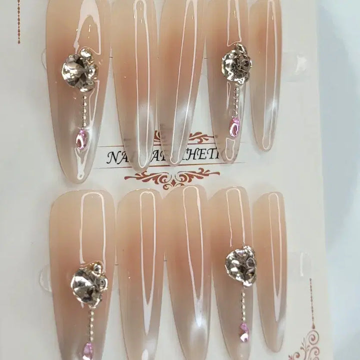 [BUNJANG] Handmade Cheek Magnet Gradient Nail Tips - Size M / 치크 자석 그라 수제네일팁 새상품 M