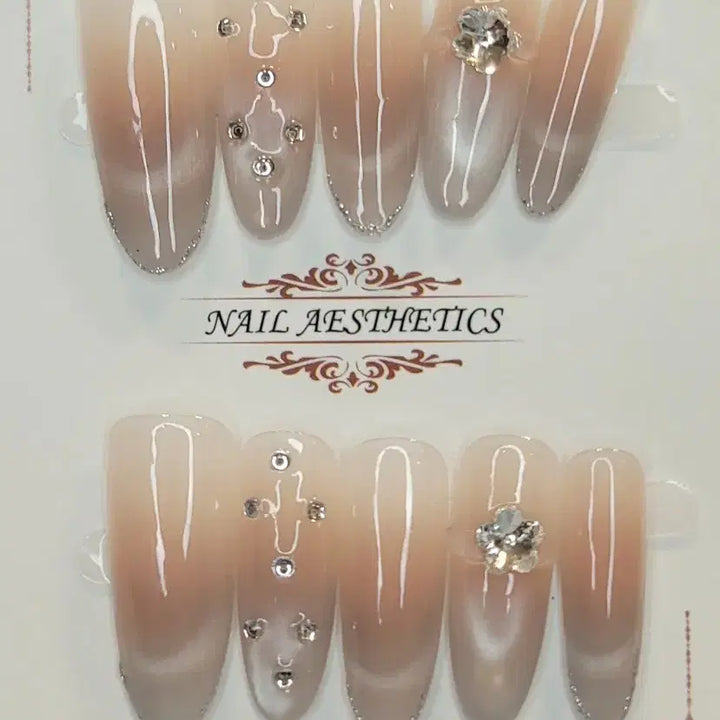 [BUNJANG] Handmade Cubic Polka Dot Magnetic Nail Tips (M) / 큐빅 땡땡이 자석 수제네일팁 새상품 M
