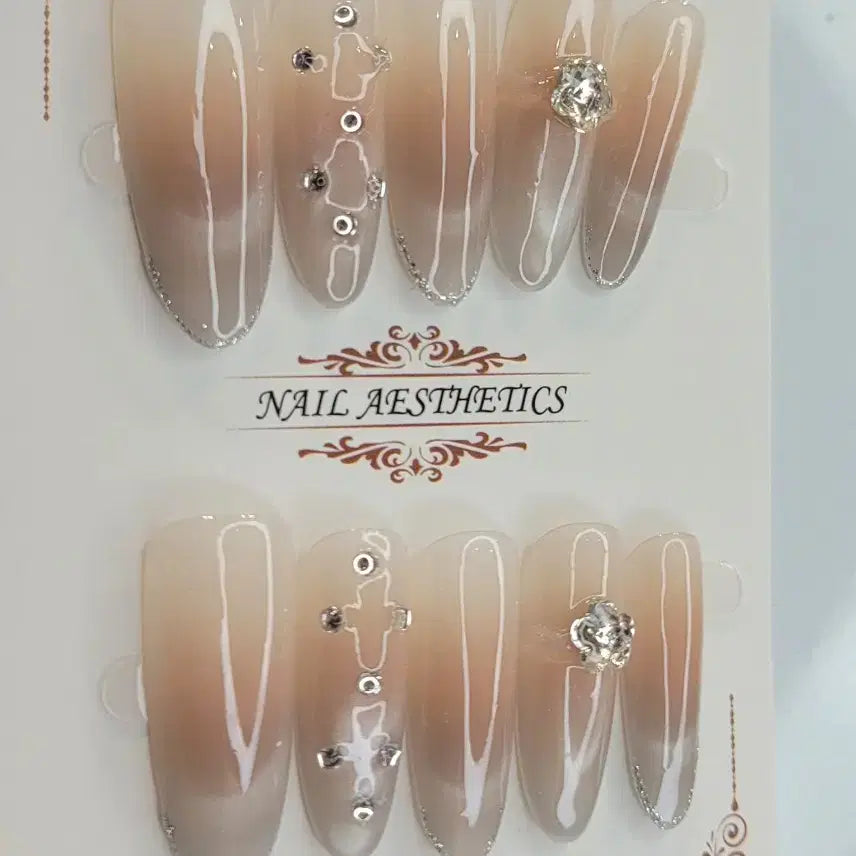 [BUNJANG] Handmade Cubic Polka Dot Magnetic Nail Tips (M) / 큐빅 땡땡이 자석 수제네일팁 새상품 M