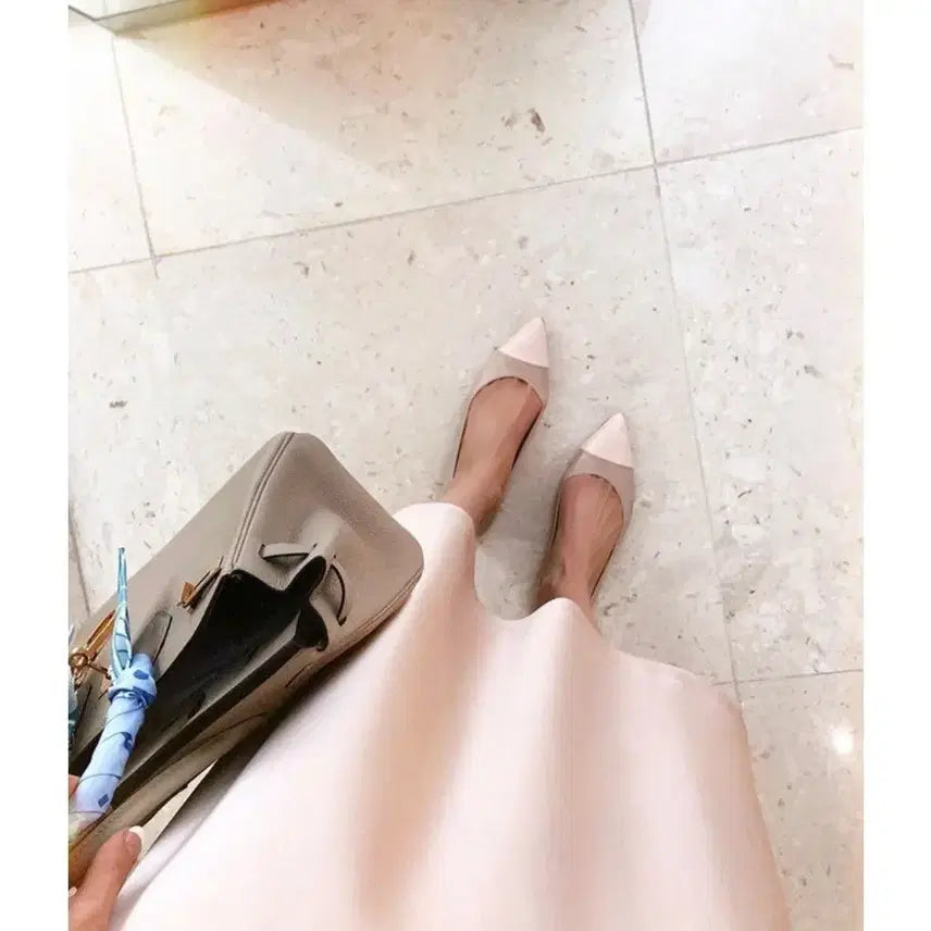 [BUNJANG] Blansho Half Moon 220 Pink Two-tone Plain Heels / 블랑쇼 하프문 220 핑크투톤 플레인