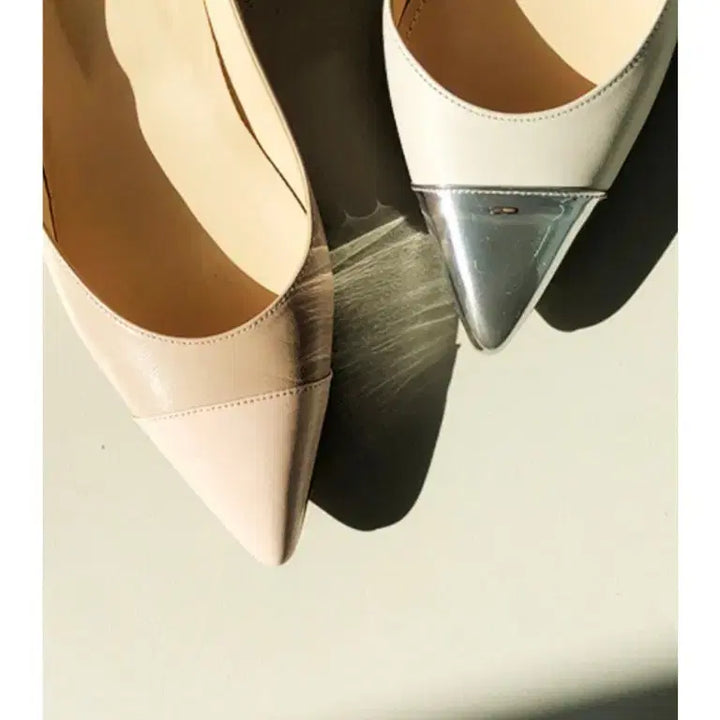 [BUNJANG] Blanc Chou Half Moon White Silver Side Open Heels / 블랑쇼 하프문  220 화이트실버 사이드오픈