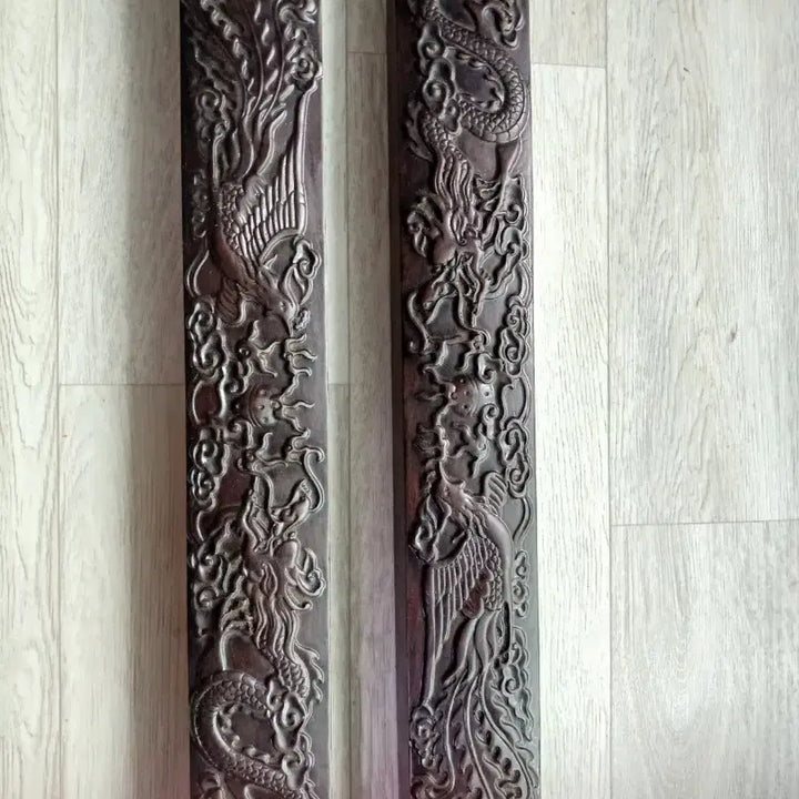 [BUNJANG] Dragon and Phoenix Bronze Brush Holder / 용과 봉황조각 문진