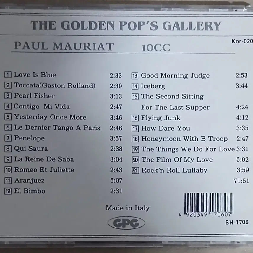 [BUNJANG] Polmoria &amp; 10CC Golden Pop Gallery CD / 폴모리아 &amp; 10CC 골든팝 갤러리 CD