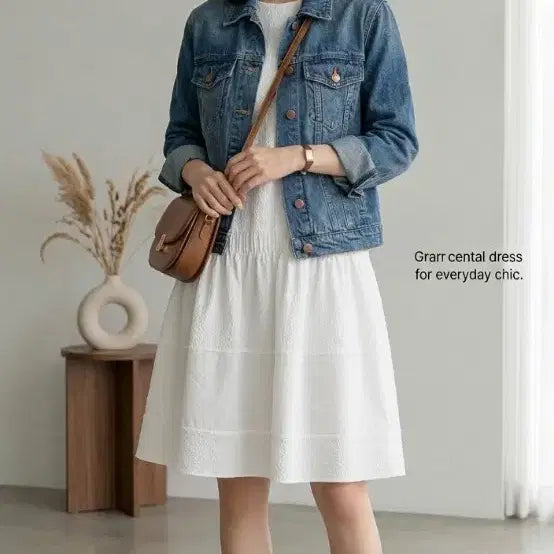 [BUNJANG] SJ White Puff Sleeve Mini Dress Size 55 / SJ SJ 정품  화이트 반팔 미니 원피스55