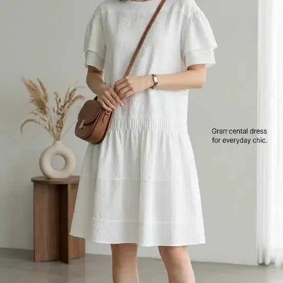 [BUNJANG] SJ White Puff Sleeve Mini Dress Size 55 / SJ SJ 정품  화이트 반팔 미니 원피스55