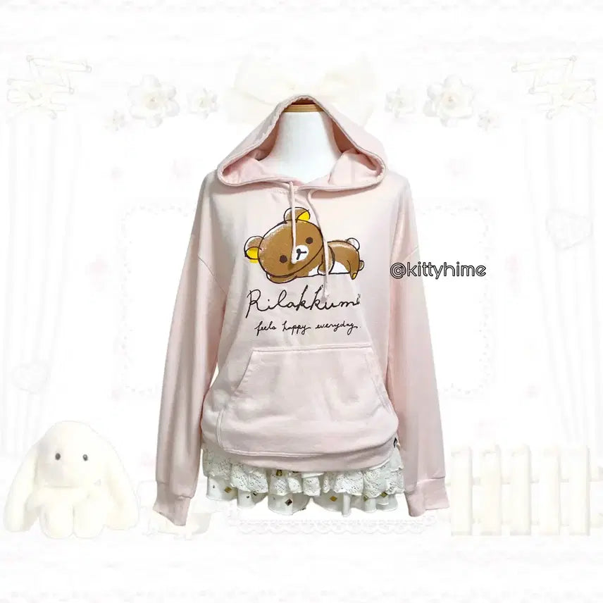 [BUNJANG] Rilakkuma Pink Hoodie / rilakkuma 리락쿠마 핑크 후드티 리락쿠마후드 고전산엑스 갸루