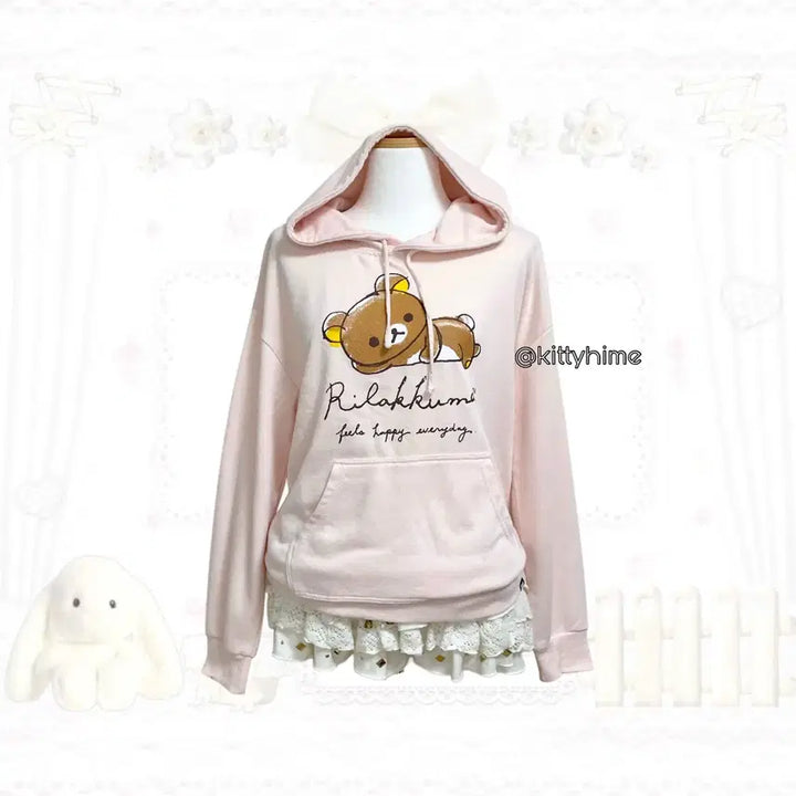 [BUNJANG] Rilakkuma Pink Hoodie / rilakkuma 리락쿠마 핑크 후드티 리락쿠마후드 고전산엑스 갸루