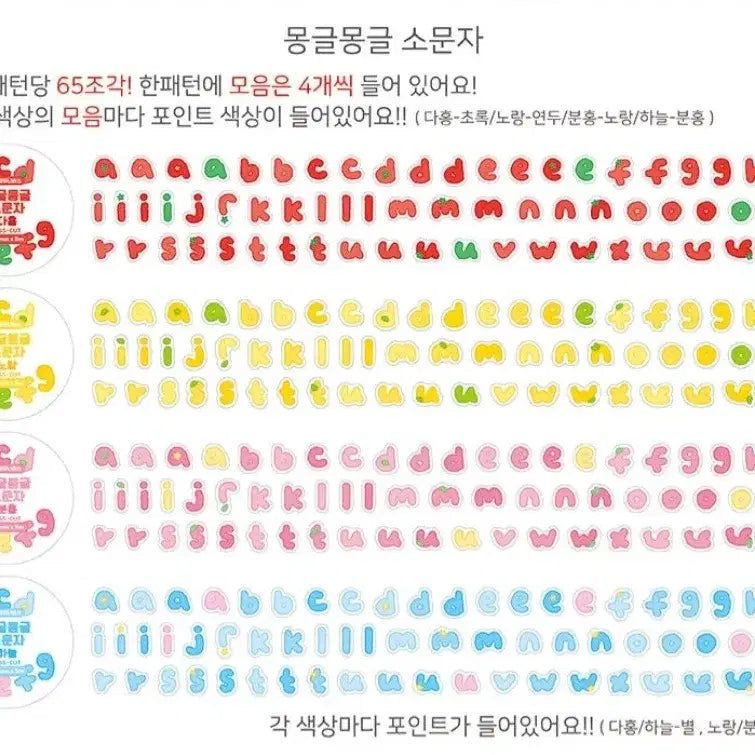 [BUNJANG] Jeje Universe Alphabets Sticker Set (4 Types, Bundle) / 키스컷 띵) 제제유니버스 몽글몽글 소문자 알파벳 4종 일괄 다꾸 스티커