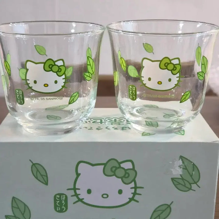 [BUNJANG] 1905 Classic Kitty Matcha Kitty Glass Cup Set / 05년 고전키티 말차 키티 유리컵 세트