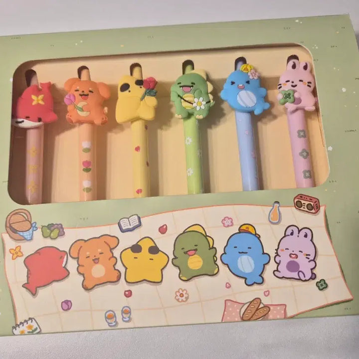 [BUNJANG] Jamtteul Pixelly Ballpoint Pen Set (Spring Goods) / 잠뜰 픽셀리 볼펜 6종 세트 봄 굿즈