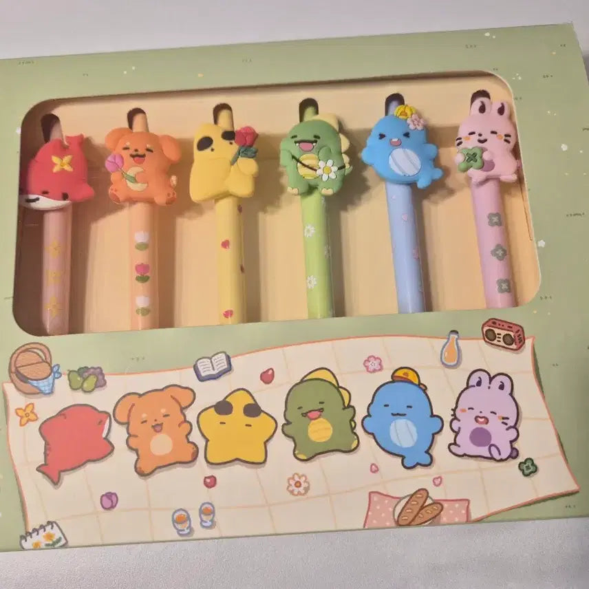 [BUNJANG] Jamtteul Pixelly Ballpoint Pen Set (Spring Goods) / 잠뜰 픽셀리 볼펜 6종 세트 봄 굿즈