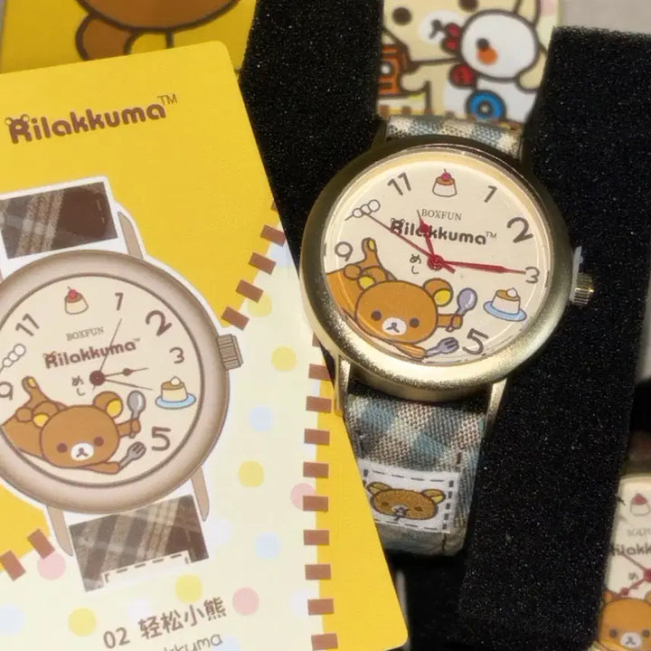 [BUNJANG] Rilakkuma Mint Check Pudding Snack Wristwatch Random / (당일발송) 리락쿠마 민트체크 푸딩 간식 손목시계 랜덤시계 가챠