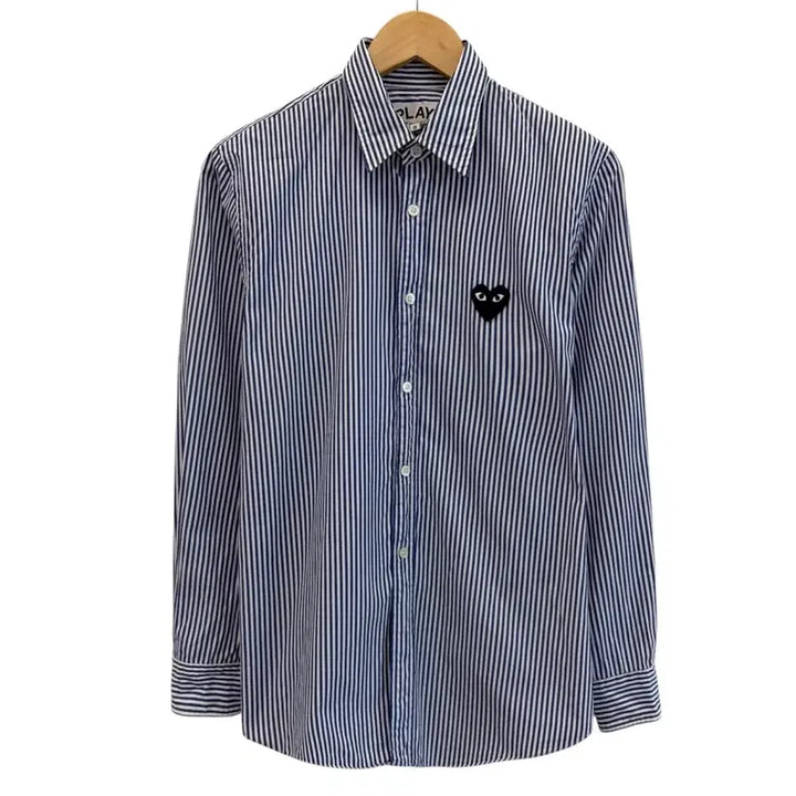 [BUNJANG] Comme des Garçons Striped Shirt White &amp; Navy (S) / 꼼데가르송 스트라이프 줄무늬 셔츠 화이트&amp;네이비 (S)