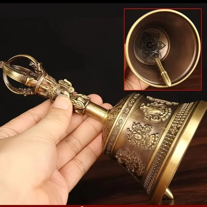[BUNJANG] Tibet Dorje Vajra Bell (Ling) Highest Grade Gold / 티베트 대 팔보 최고급 금강 법종 (령)