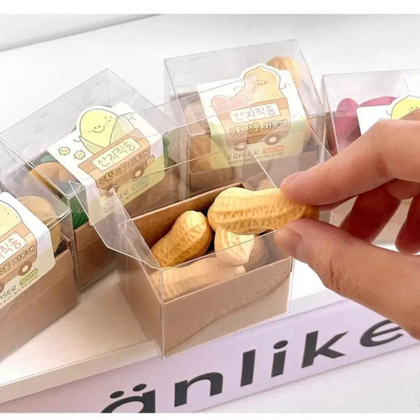 [BUNJANG] Set of 7 Sweet Potato, Corn, and Peanut Erasers / [미개봉 새상품] 산지직송 구황작물 지우개 7세트 일괄