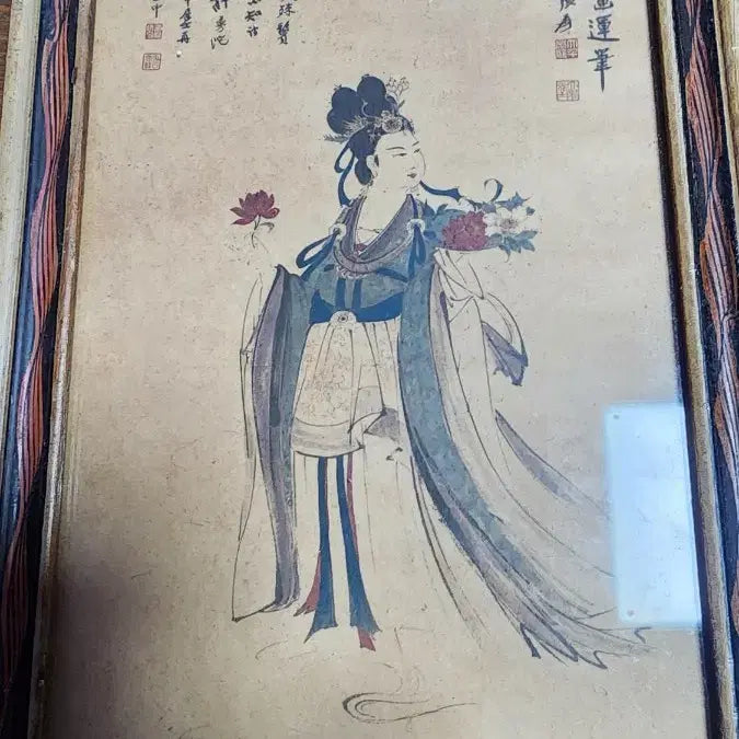 [BUNJANG] Vintage Classical Oriental Painting Framed Artwork / 빈티지 고전 동양화 여인 그림 액자