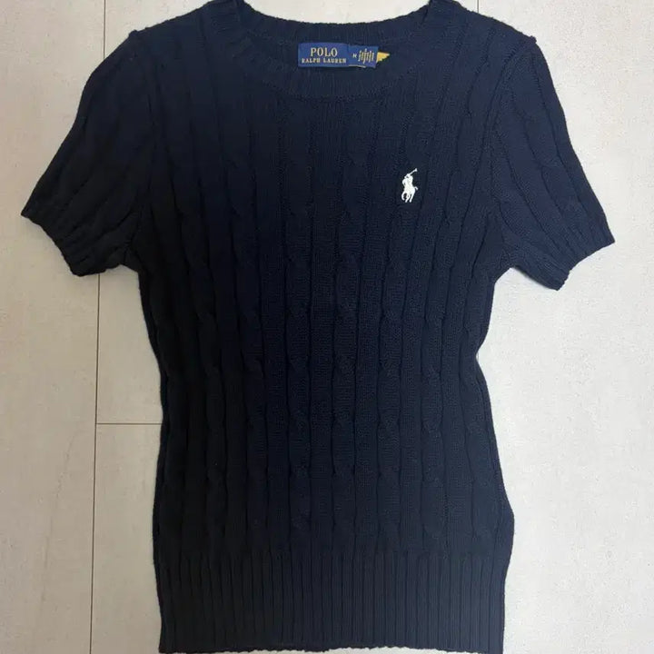 [BUNJANG] Polo Ralph Lauren Navy Cable Knit Short Sleeve Sweater / 배송비포함) 폴로 꽈배기 니트 폴로 랄프로렌 네이비 케이블 반팔 니트